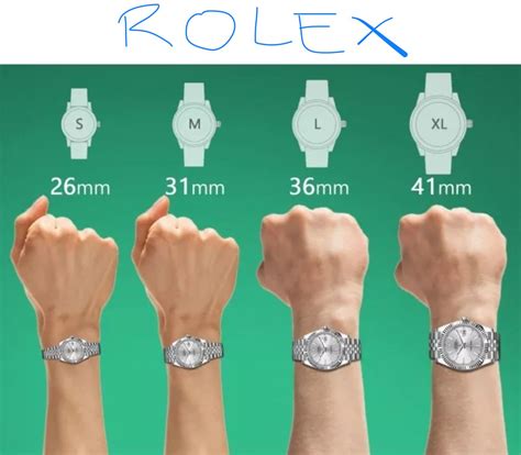 rolex watch sizes chart